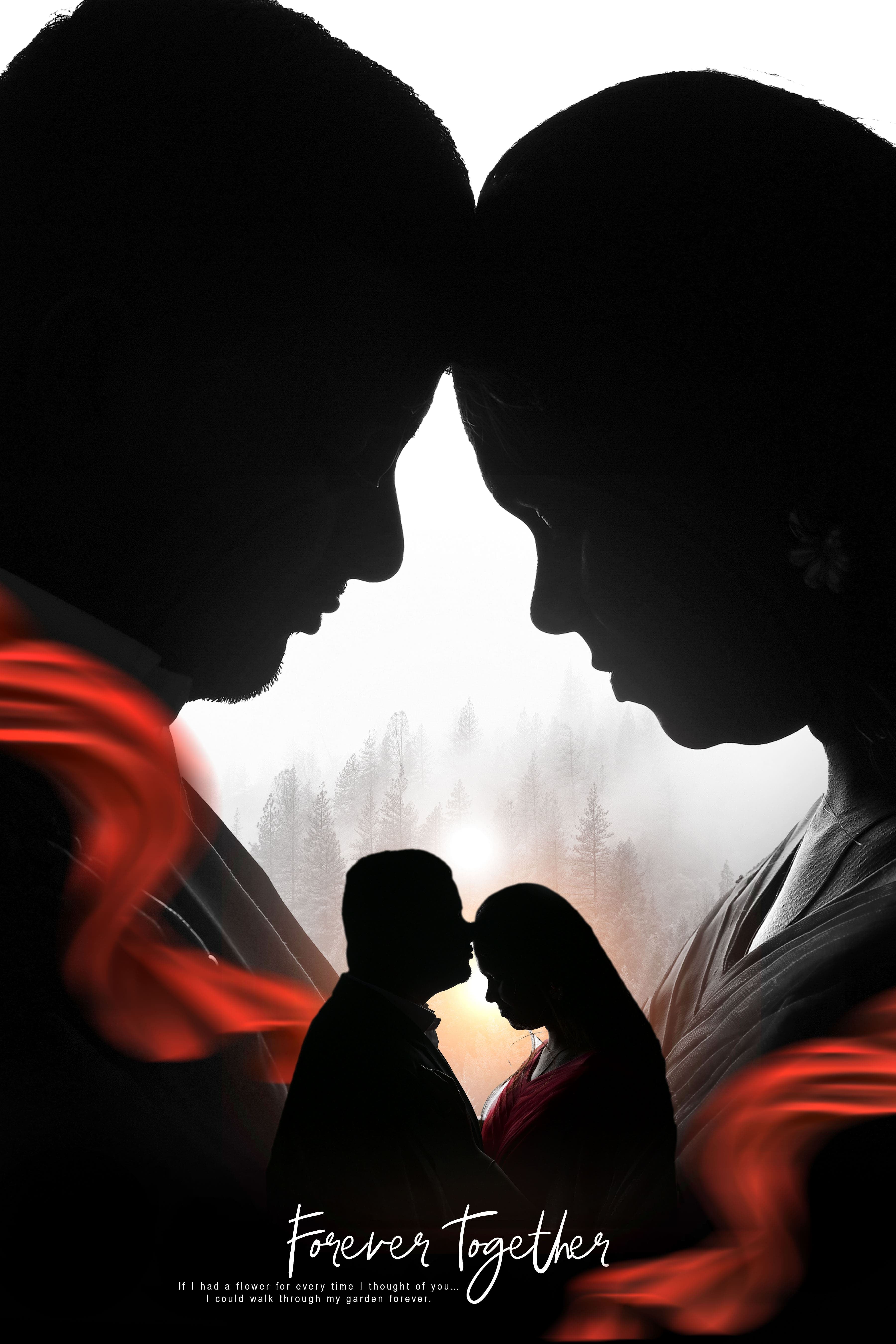 Forever Together silhouette double-exposure pre-wedding artwork